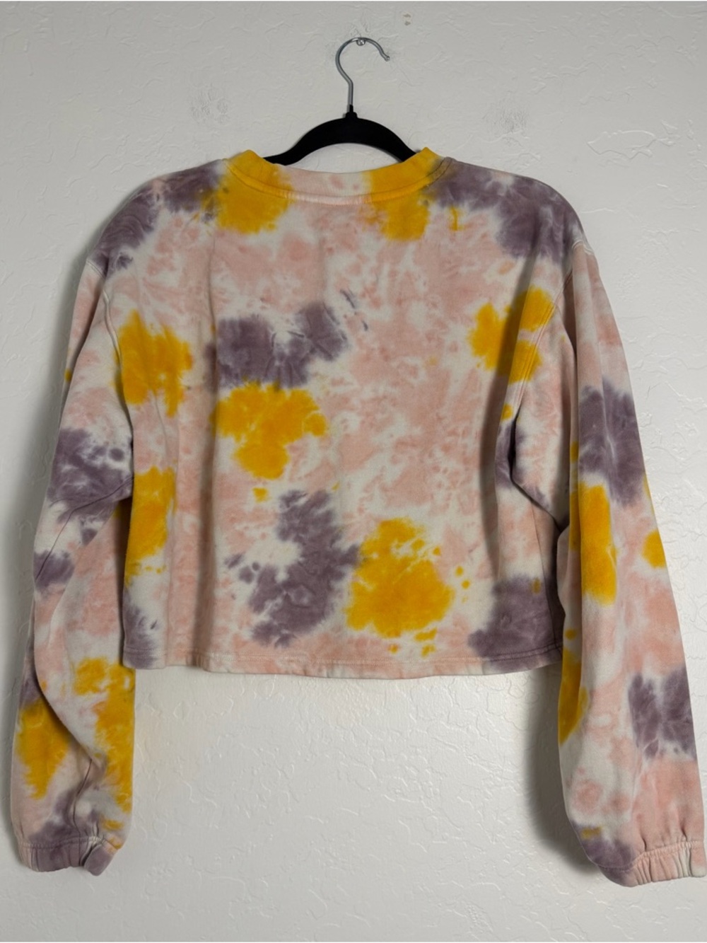 Vans Womens Medium Cropped Fleece Grunge Wash Tie Dye Purple/Pink Sweatshirt - Picture 3 of 10